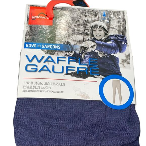 Watsons Boys Large 14-16 Thermal Long John Base Layer Pants Waffle Legging Blue - Picture 2 of 11